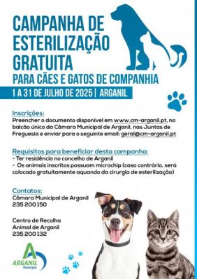 Município de Arganil promove nova campanha de esterilização gratuita de cães e gatos