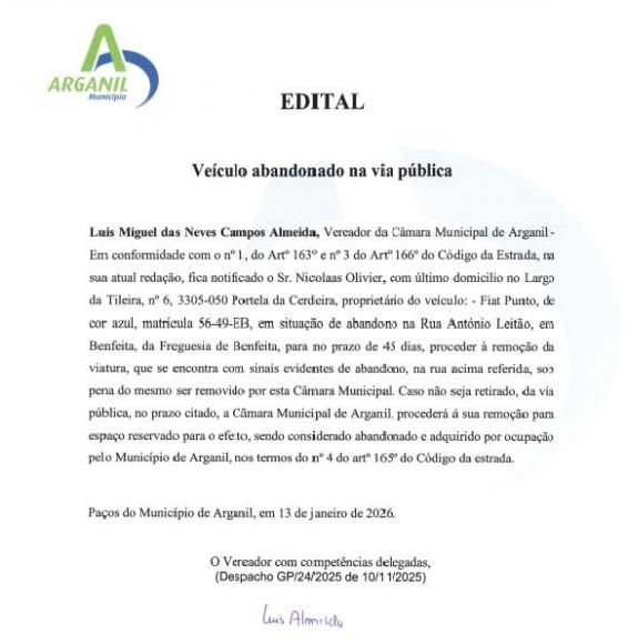 Ve&iacute;culo abandonado na via p&uacute;blica &ndash; Benfeita