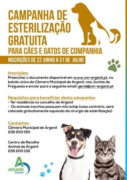 Campanha de Esteriliza&ccedil;&atilde;o Gratuita para c&atilde;es e gatos de companhia 2026